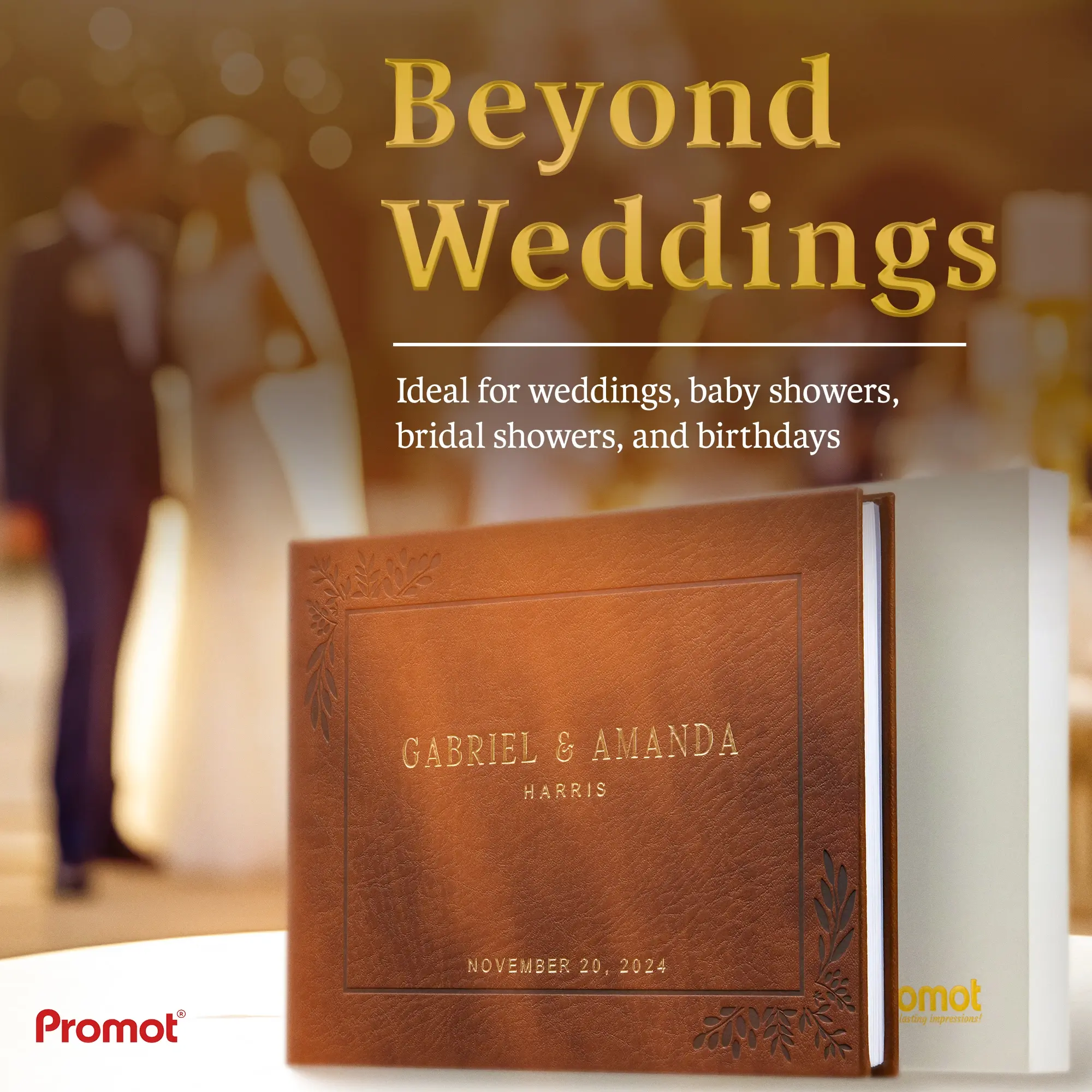 Custom Wedding Guestbook - Brown